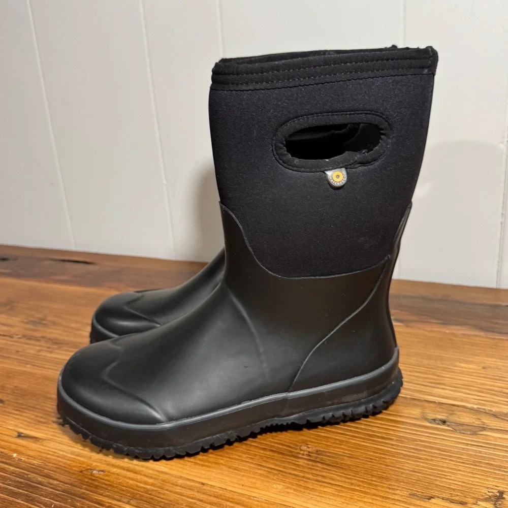 Bogs Grasp Solid Boots Youth Kids 5 Black Waterproof Winter Snow Rain 78755-001